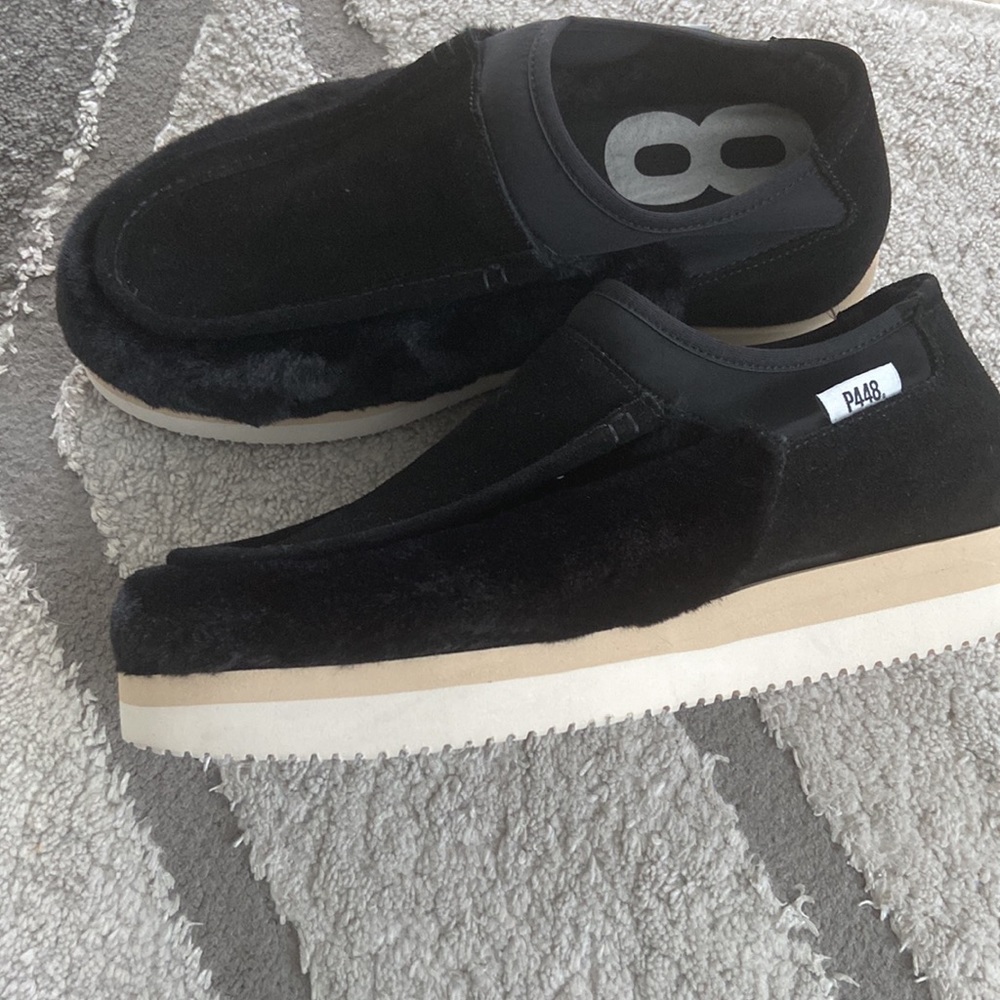 P448 bubble Genuine shearling slip on sneaker in black - Picture 1 of 9
